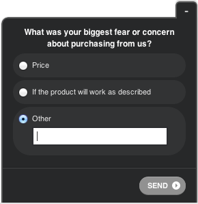 Exit survey questions for an ecommerce store using Qualaroo